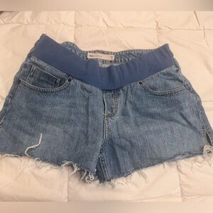 ASOS Blue Denim Maternity Shorts with Stretch Waistband